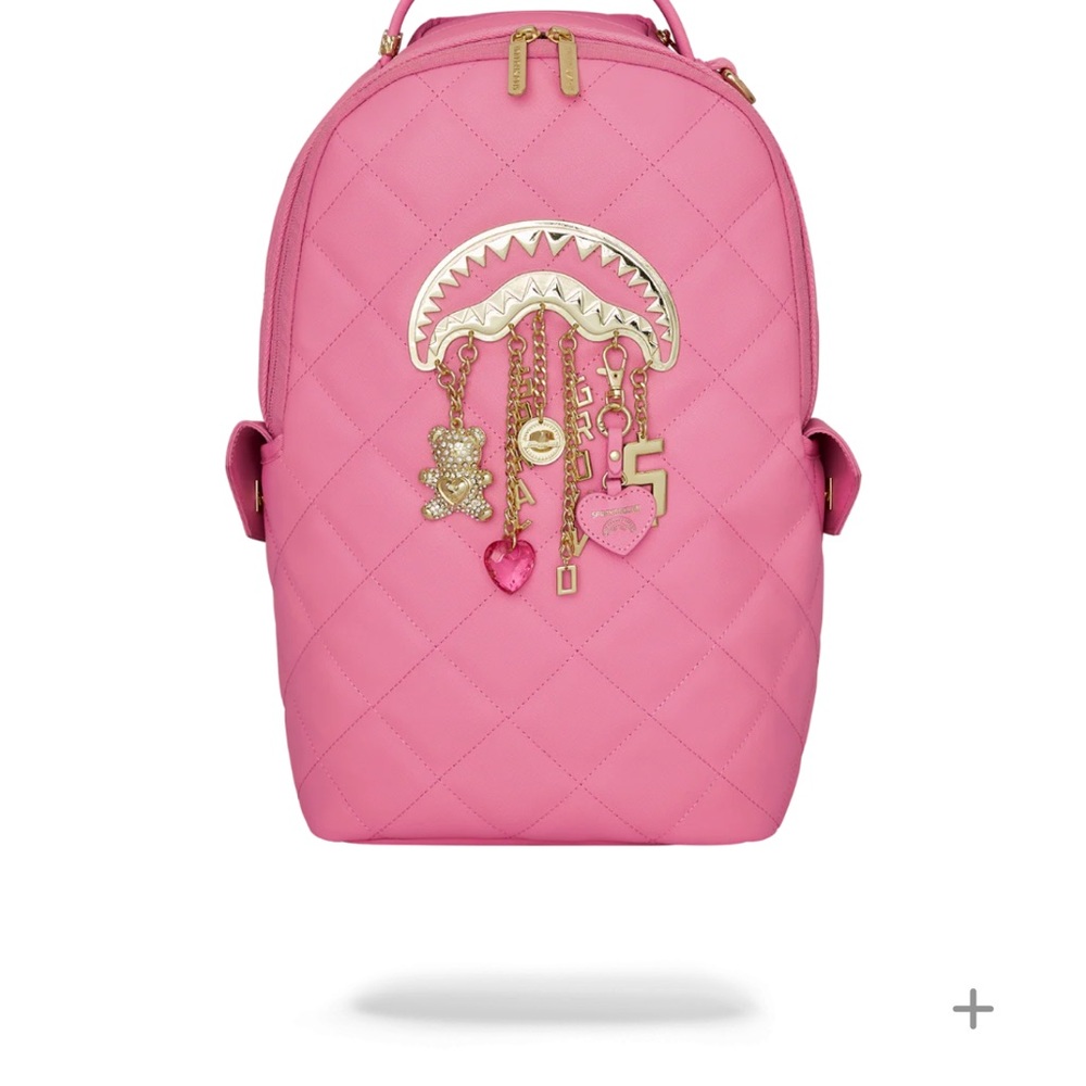 Pink Quilted Backpack with Gold Charms (PRICE IS FIRM)